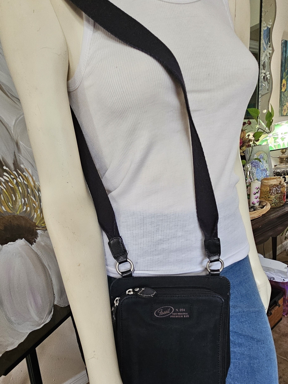 Fossil Black Crossbody Messenger Bag